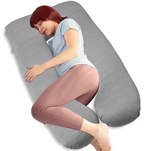 AS AWESLING Pregnancy Pillow, U Shaped Full Body Pillow, Nursing, Support and Maternity Pillow for Pregnant Women with Removable Cooling Cover (Light Grey)