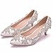 LK-HOME Zapatos De Novia, 5 CM con Zapatos De Boda De Tacón De Aguja con Punta De Diamantes De Imitación Altos, Zapatos De Boca Baja con Tacones Altos Adecuados,Blanco,36EU