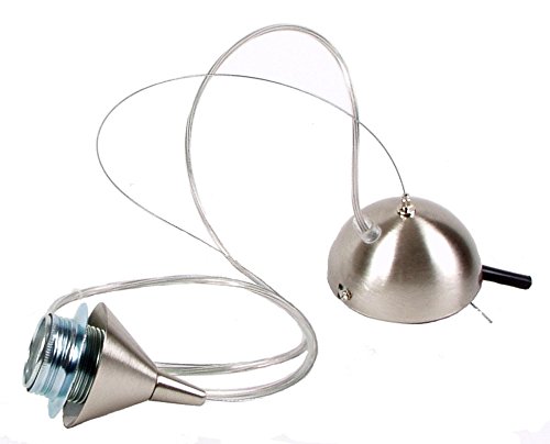 Suspension cylindre gris 60x40cm avec diffuseur blanc et cordon chrome - 3