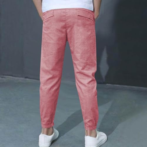 Boys Straight Uniform Pants Thin Cuff Elastic Waist Plain Long Trousers with Pockets Kids Pull on Casual Trousers4