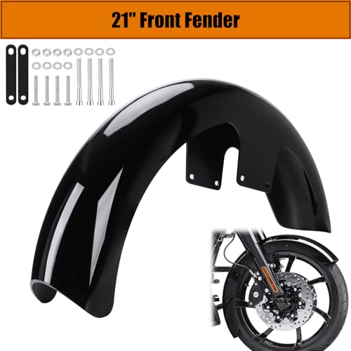 Image of 21 inch Motorcycle Front Fender Replacement Accessories for Harley Davidson Touring Road King Electra Glide Street Glide, Gloss Black Fender