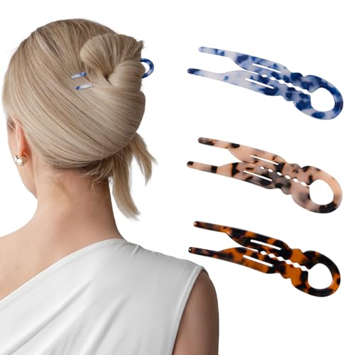 Sunolga 3 peças de grampos de cabelo de prestígio francês para mu...