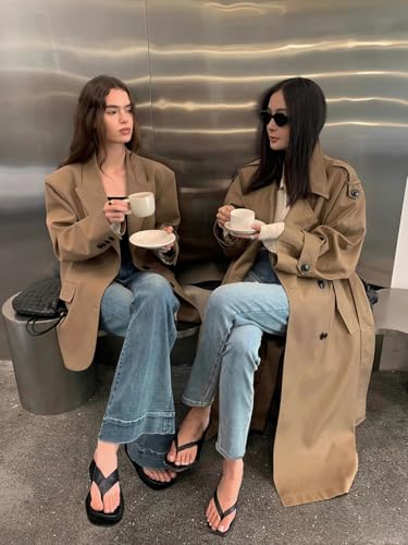 Oversized Long Women’s Trench Coats Double-Breasted Duster Coat Windbreaker Overcoat for Women Spring Fall Outerwear2