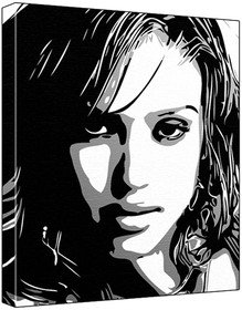 Jessica Alba (100% Original Painting. Not A Print ) Acrylic Paint On Deep Framed Canvas (60 x 50 x 1.8 cm) 3-Colour Black/Grey/White-image-4