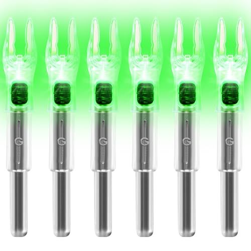 KEAUP 6/12 Pack G Lighted Nocks for Arrows with .165 .204 .233 .244 .246 Inside Diameter with X H S GT Bushings High-Visibility LED Arrow Nocks ON/Off Switch Included