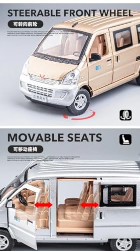 Image of Metal Pull Back Diecast Car 1:24 Big Wuling Van Pull Back Car Model With Sound Light Boys Gifts Toys For Kids?Pack Of 1?, Multicolor