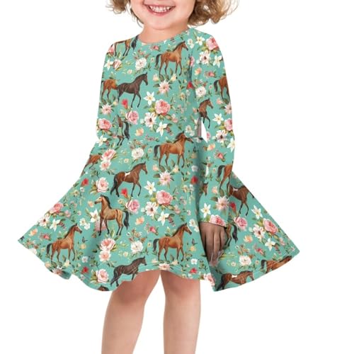 Girls Fall Dress Long Sleeve Swing Skater Dresses Cute Outfits for Party Casual3