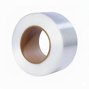 PolypropylenePP Strapping Roll 6,000 Length x 1/2" Width x 0.03" Thickness, 300 lbs Break Strength 8 Coil Core, Heavy Duty PP Strapping for Pallets, Boxes & Industrial Packaging, White