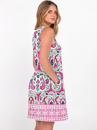 Image of ANRABESS Summer Dress for Women，V Neck Sleeveless Sundress，Loose Fit，Soft Travel Vacation Outfits，Cute Beach Cover Up Clothes