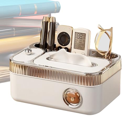 Organizador De Cajas De Pañuelos Con Almacenamiento | Organizador Para Dispensador De Toallitas Faciales,Organizador De Almacenamiento Con Soporte Para Mandos A Distancia Y Dispensador De Mesa Para Ho
