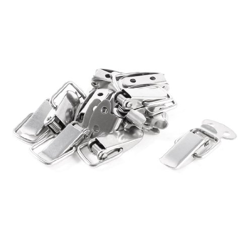 Image of Aexit 10 Set Padlocks & Hasps 4.5cm Long Metal Spring Loaded Silver Tone Toggle Hasps Drawer Latch