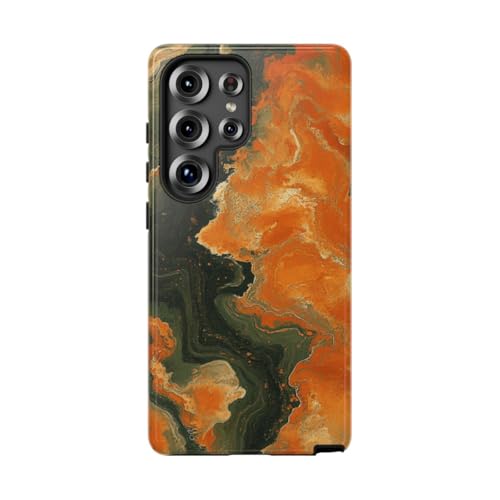 Coque rigide Galaxy S25 Ultra de qualité premium motif artistique vert olive éclatant