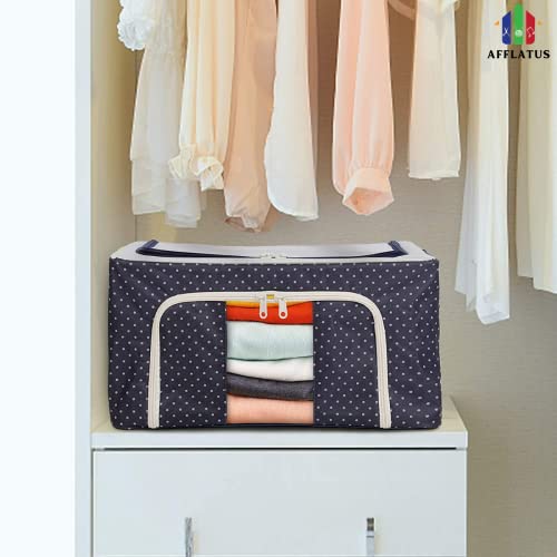 Image of AFFLATUS Polyester Storage Bags for Clothes - Large Cloth Box Saree Organisers for Wardrobe - Blanket Storage Bag 24 L