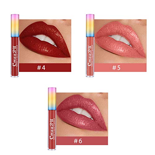 Ownest 6 Colors Lip Gloss Set,Shimmer Lip Gloss Moisturizing Liquid Lipstick Colorful Matte Lipstick Makeup Waterproof Long Lasting Lip Gloss Set-4ml