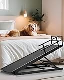Dog Ramp for Bed, Adjustable Pet Ramp for Dogs to Get on Bed, Folding Dog Bed Ramp for Small/Medium/Large Dog & Cat, Wood Furniture Dog Ramp for Couch Bed Adjustable from 15' to 24' Height - Brown