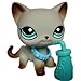 Vspiderman LPS Shorthair Cat 391 Grey Green Eyes Siamese Kitten Kitty with Magnet Clear Peg Accessories Collar Drink Collectible Replacement Figure