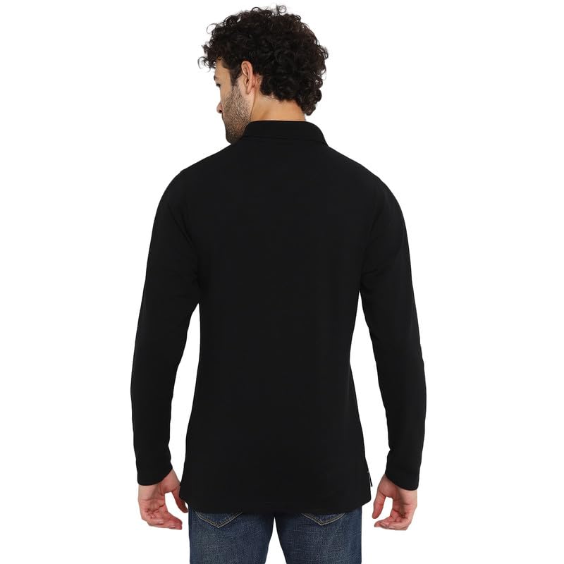 Image of AMERICAN CREW Full Sleeves Polo Collar T-Shirt with Pocket for Men