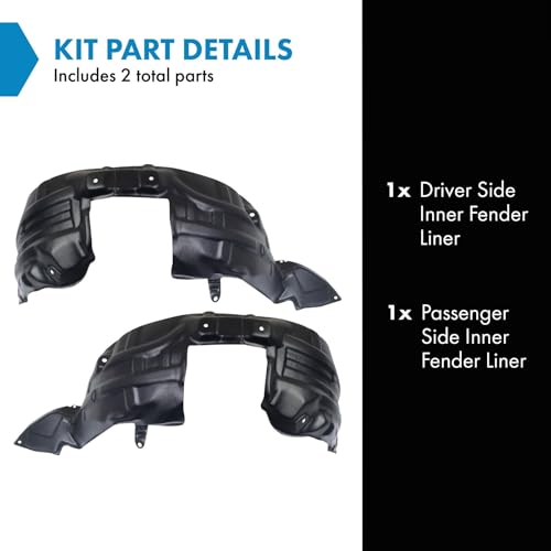 Image of TRQ Inner Fender Liner Set Compatible with 2011-2014 Mazda 2 MA1248146 MA1249146