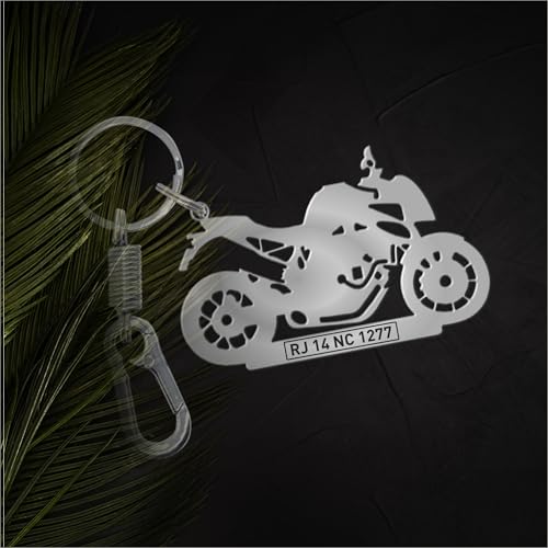 Image of Stainless Steel Premium Personalized Black Laser Engraved Keychain Customized with Your Bike /Scooty for a Unique and Stylish Keychain