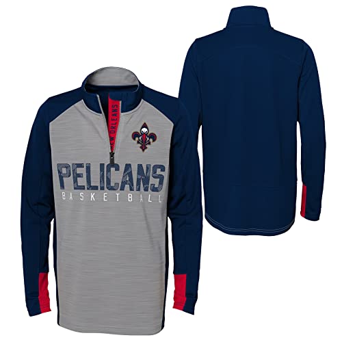Outerstuff NBA Youth Boys (8-20) Shooter Long Sleeve 1/4 Zip Sweater, New Orleans Pelicans, Large (14-16)