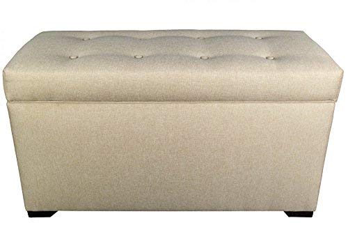 MJL Furniture Designs Angela Collection Button Tufted Upholstered Lift Top Medium Sized Bedroom Chest Storage Trunk, HJM08 Series, Light Tan