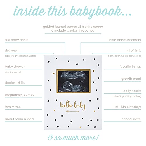 Pearhead First 5 Years Baby Memory Book, Gender-Neutral Baby Keepsake For New And Expecting Parents, Pregnancy And Milestone Journal, Black And Gold Polka Dot #TOP1