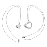 VALICLUD Collar Colgante de Acero Inoxidable para Mujer, Diseño Doble Corazón Letras en Inglés, Cadena Ligera y Duradera, Joya Adecuado para Obsequio del Día Madre, Color Acero