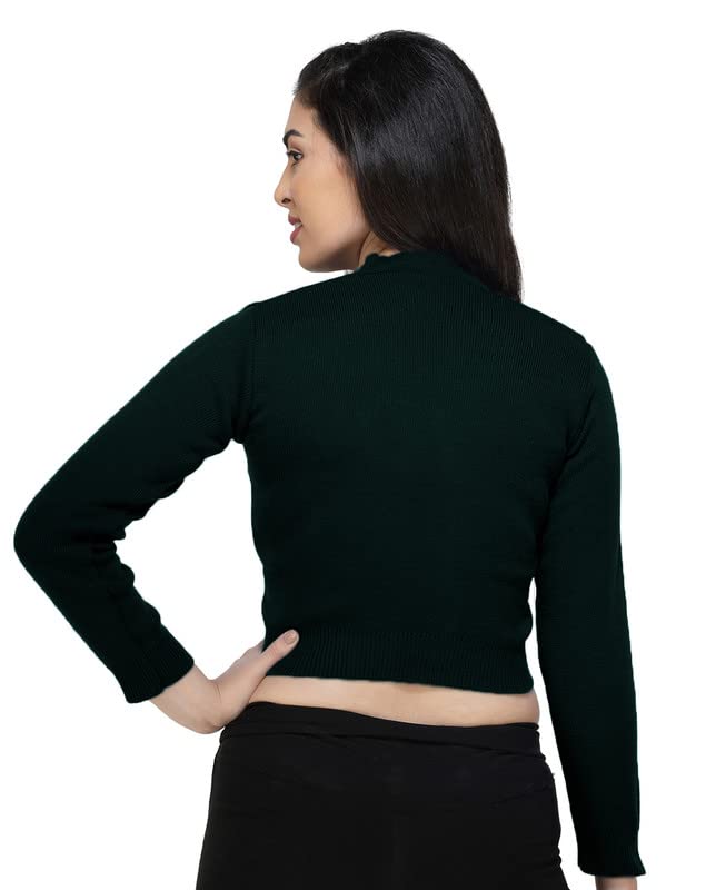 Image of Women Winter Wear V-Neck Full Sleeves Regular Fit Woollen Blouse