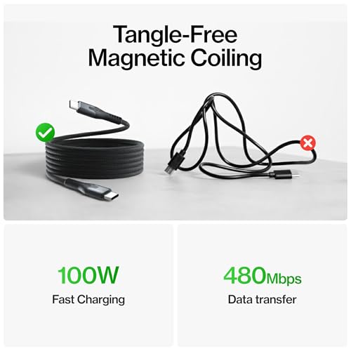 Image of Statik MagStack Pro USB C to USB C Cable, Magnetic Type C Charger Fast Charging Cord, On The Go Magnetic Charging Cable for Car, Compatible with iPhone, iPad & Android, 100W 3FT (Pack of 3)