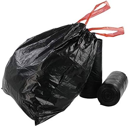 Parlynies 20L Black Bin Bags, Kitchen Drawstring Bin Liners, 2 Rolls/110 Bags