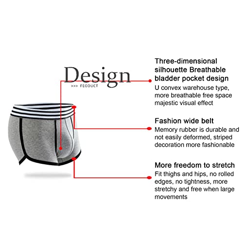 Safety Certification Cotton Breathable Boxer Briefs Trunks Soft Stretch Wide Waistband Underwear for Men, Youth 5 Pack(Color:Black,Size:L/Large)3