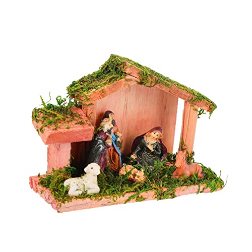 GRIRIW Nativity Creche Stable Only Miniature Nativity Scene Statue Delicate Table Decoration