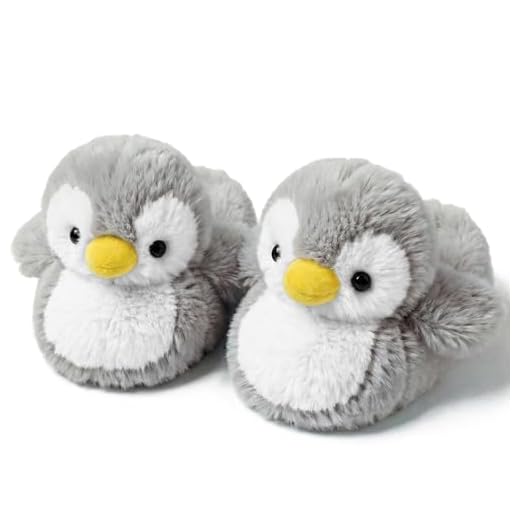 Womens Cute Penguin Animal Slippers Novelty Cozy Fuzzy Slippers Soft Plush Winter Warm House Shoes