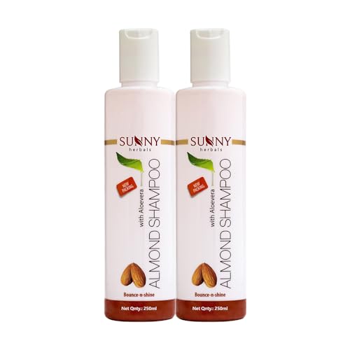 Image of Sunny Almond Shampoo With Aloevera gives soft & Shiny Hair | For Women & Men 250ml (Pack of 2)