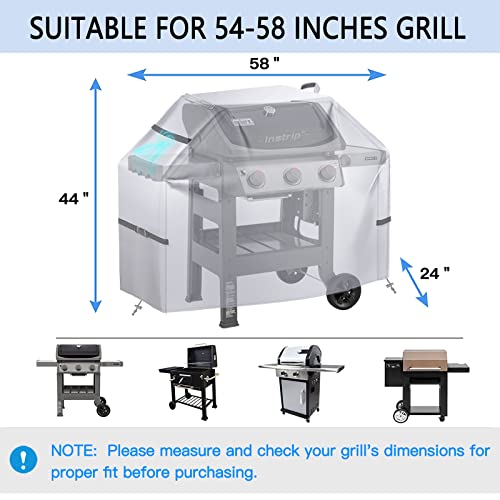 Weber Grill Cover - Heavy Duty 600D Polyester Oxford 58" L X 24" W X 44" H Grill Cover Waterproof Outdoor Windproof Buckle With Handles Drawstring 7130 Spirit 200 300 Series Genesis Ii Grill Cover #TOP1