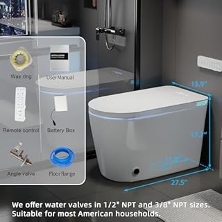 TOTTE Luxury Smart Toilet with Bidet Built-in, Auto Open/Close, Dual Auto Power Flush, One Piece Elongated Toilet with Instant Warm Water & Warm Air Dryer, Built-in Aroma System, Japanese Toilets