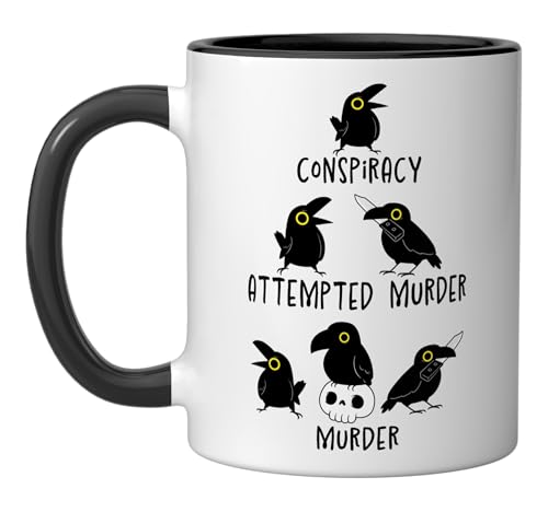 Taza cerámica 11 oz con diseño de cuervos humorísticos miniatura 1