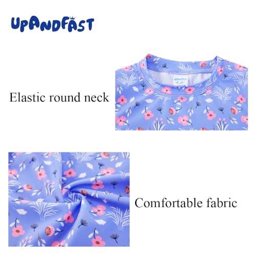 Image of upandfast Girls Rash Guard Set Long Sleeve Two Piece Swimsuit with UPF 50+ Sun Protection for Girls 3-8 Years