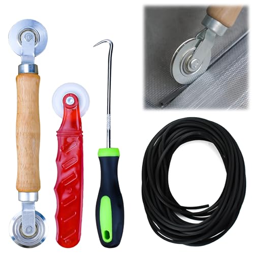 NAROSEBE 4PCS Herramientas de Rodillo de Pantalla Mosquitera de Ventanas para Rodillo Herramienta de Rodillo de Spline de Mano Herramienta para Enrollar Pantalla Gancho para Tira de Goma de Reparación