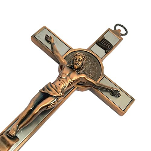 Crucifixo Em Metal Para Parede E Mesa Resinado 20cm Estilizado com Pedestal Cruz Moderna Decoração p