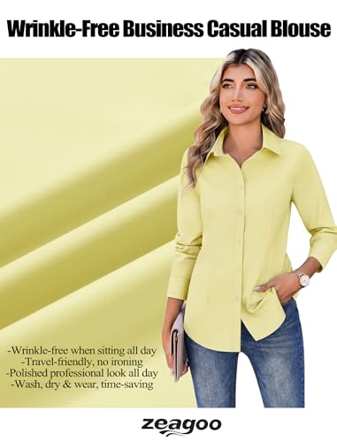Image of Zeagoo Women's Wrinkle Free Button Down Shirts Long Sleeve Dress Shirts Collared Business Casual Blouses Tops XS-3XL