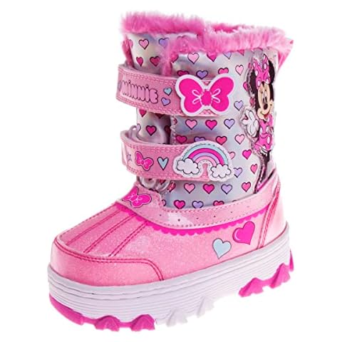 Josmo Kids Girls Cartoon Character Boots, Water Resistant Snow Boots, Pink Grey (9 Medium, Toddler) Cover