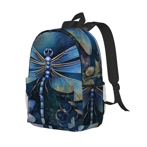 Sac à dos bleu libellule pour ordinateur portable et cours universitaires