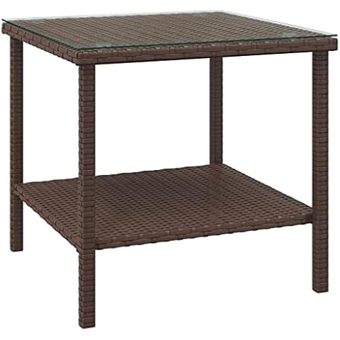 vidaXL Poly Rattan Side Table with Storage Cover