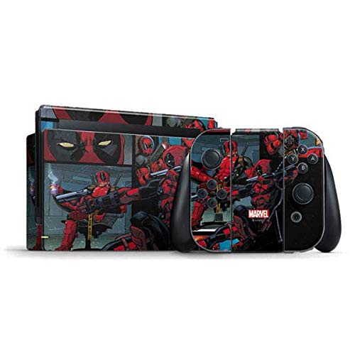 Skinit Decal Gaming Skin Compatible with Nintendo Switch Bundle - Officially Licensed Marvel/Disney Deadpool Comic Design