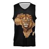Camiseta de baloncesto para hombre, equipo Scrimmage Lion On African Continent Map Art