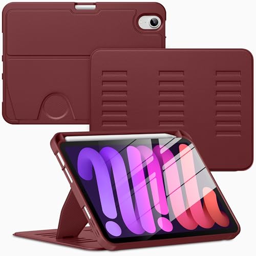 Coque iPad mini 6 magnétique à angles multiples avec veille automatique vin