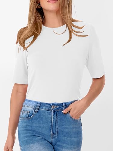 Image of ANRABESS Womens Half Sleeve Tops Crewneck Shirts Basic Fit Work Tee