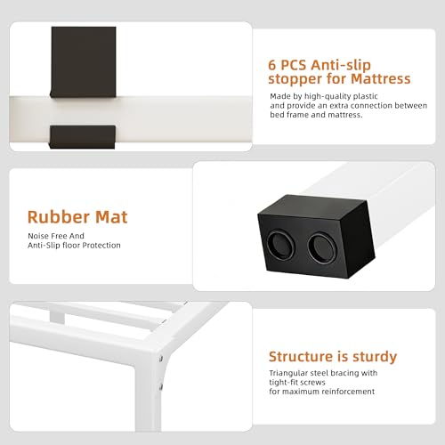 Image of 18 Inch Metal Full Size Bed Frame with Steel Support, Noise-Free