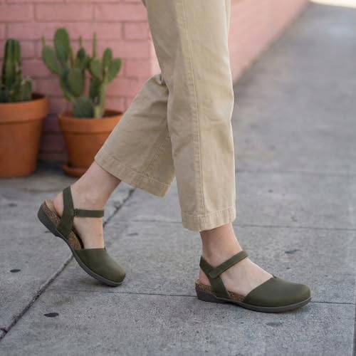 Image of Athlefit Women's Closed Toe Sandals Comfort Cork Footbed Arch Support Flat Sandals